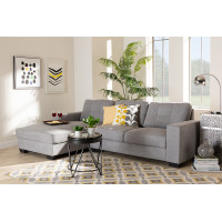 Baxton Studio J099C-Light Grey-LFC Langley Modern and Contemporary Light Grey Fabric Upholstered Sectional Sofa with Left Facing Chaise